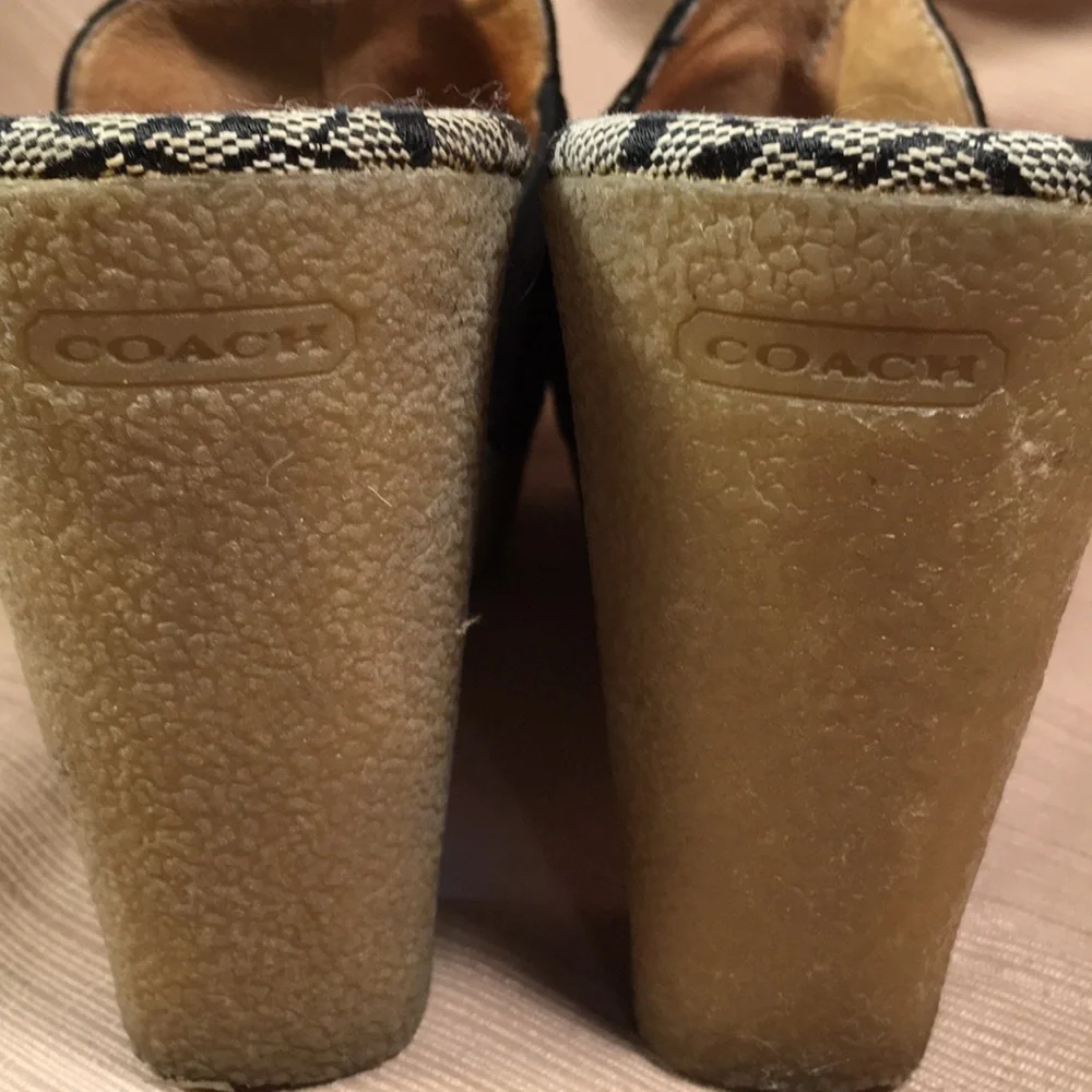Coach leather buckle slide in mules RARE